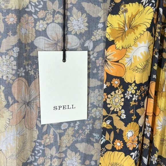 SPELL GYPSY COLLECTIVE HIBISCUS LANE MAXI ROBE IN LICORICE NWT M/L RARE - Picture 8 of 9